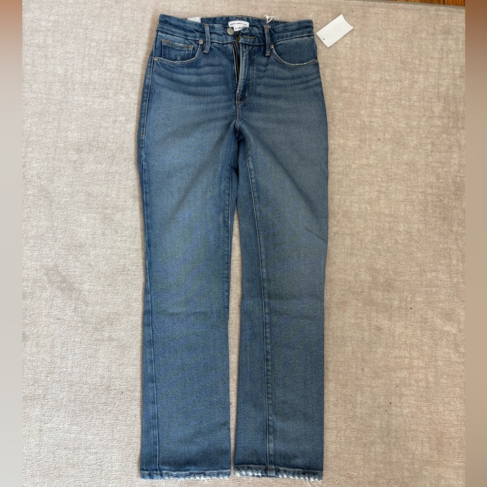 Good American Blue Straight Leg Jeans